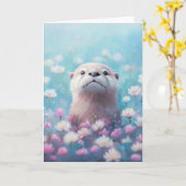 花畑をのぞき込む カード (黄色い花)