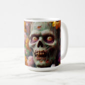 花畑ハロウィーンのゾンビ油彩画 コーヒーマグカップ (正面右)
