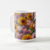 花畑ハロウィーンのゾンビ油彩画 コーヒーマグカップ (正面左)