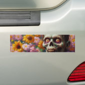 花畑ハロウィーンのゾンビ油彩画 バンパーステッカー (車上)