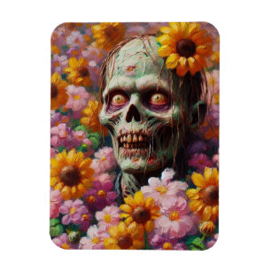 花畑ハロウィーンのゾンビ油彩画 マグネット