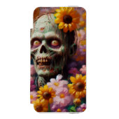 花畑ハロウィーンのゾンビ油彩画 INCIPIO iPhoneウォレットケース (フォリオ 正面)