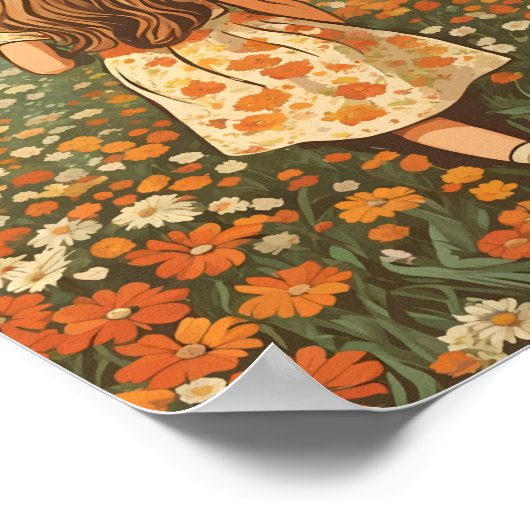 花畑小さな女の子 ポスター (角)