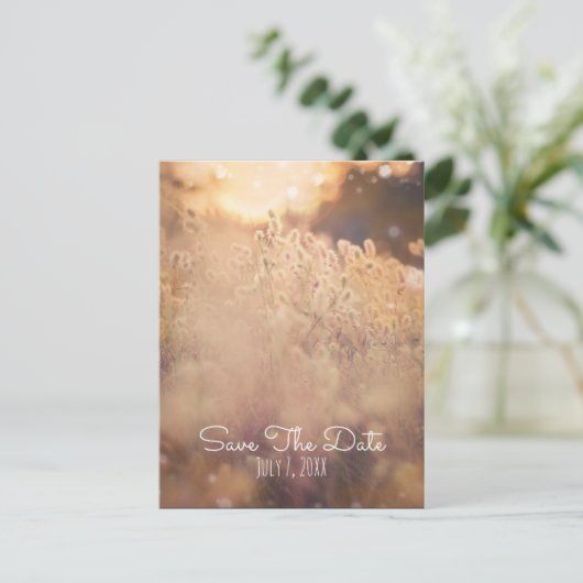 花畑素朴国の結婚式の日付を保存 案内ポストカード (スタンド正面)