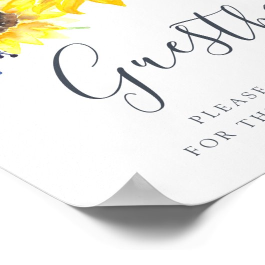 花畑結婚のゲストブックの看板 ポスター (角)