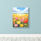 花畑絵を描風景 キャンバスプリント (インサイチュ (ウッドフロア))