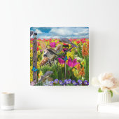 花畑 スクエア壁時計 (ホーム)