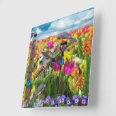 花畑 スクエア壁時計 (傾斜)