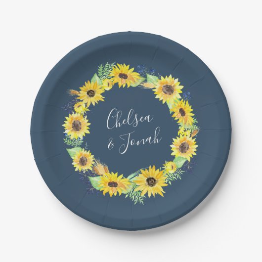 花畑 | ヒマワリ結婚リース ペーパープレート (正面)