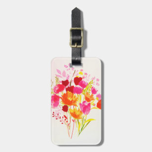 花畑 ピンク 水彩画 ラゲッジタグ