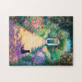 花畔の猫の印象派油彩画 ジグソーパズル (横)