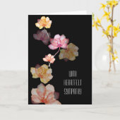 花白熱［赤熱］光を放つ付きブラック悔やみや弔慰 カード (黄色い花)