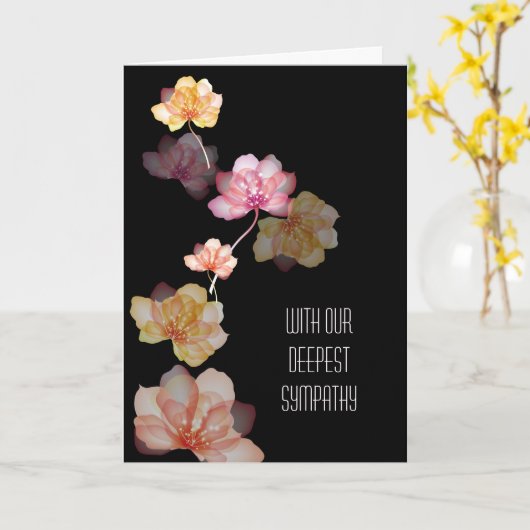 花白熱［赤熱］光を放つ付きブラック悔やみや弔慰 カード (黄色い花)