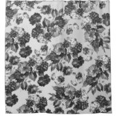 花白黒のヴィンテージのbohoのシックなバラ シャワーカーテン (正面)