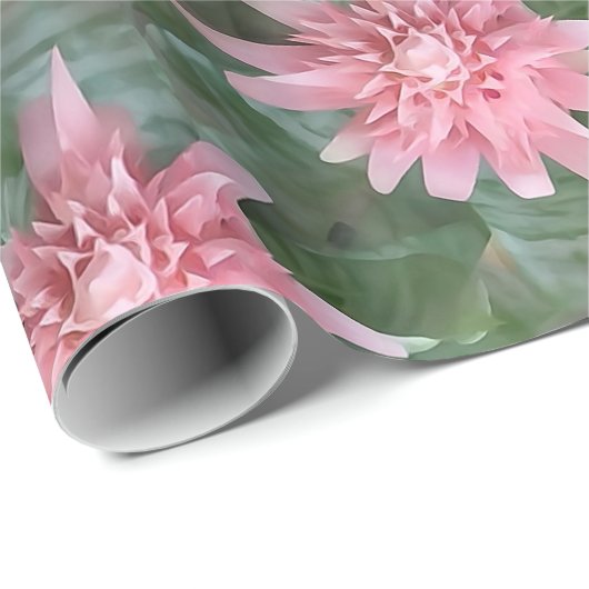 花盛りのピンクのBromeliadのギフト用包装紙 ラッピングペーパー (ロールコーナー)