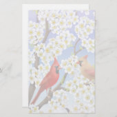 花盛りの木の文房具の（鳥）ショウジョウコウカンチョウ 便箋 (正面/裏面)