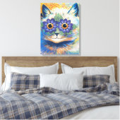 花眼の猫のルイ飾ワイン キャンバスプリント (インサイチュ (寝室))