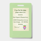 花眼先生IDバッジ付きふくろう バッジ (裏面)