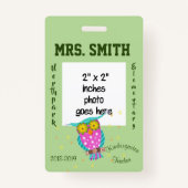 花眼先生IDバッジ付きふくろう バッジ (正面)