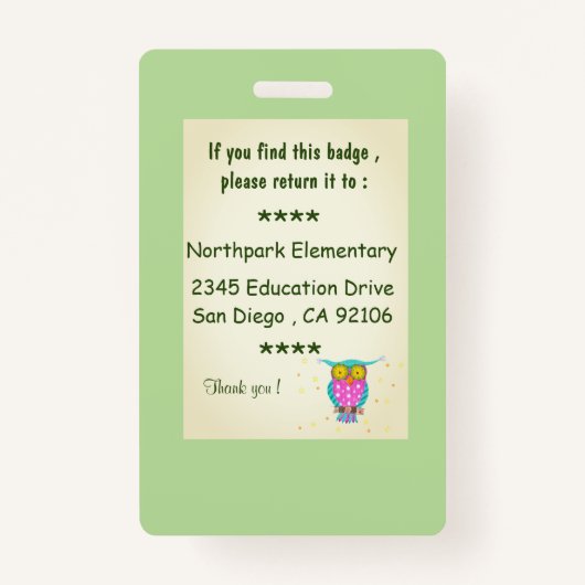 花眼先生IDバッジ付きふくろう バッジ (裏面)