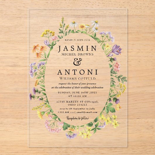 花秋結婚葉 アクリル招待状 (正面)