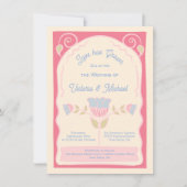 花種のパケット手描き結婚の 招待状 (正面)