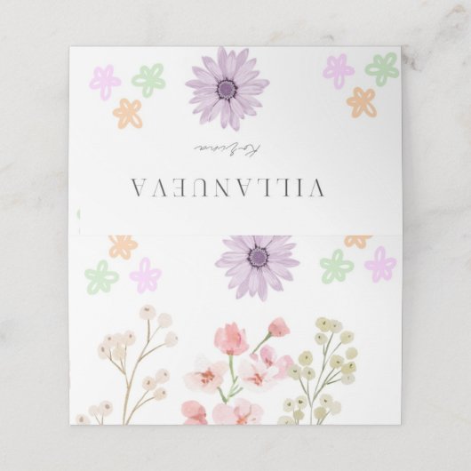 花種紙折り畳みテーブルカード – 座席表 プレイスカード (外部開封)