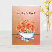 花空白の入れ付きノートカードピーチ カード (黄色い花)