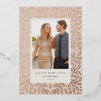 花箔の幸せな新年のホリデー写真カード 箔シーズンカード