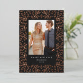 花箔の輝くハッピー・ニュー・イヤー・ホリデー写真カード 箔シーズンカード (立ち正面)