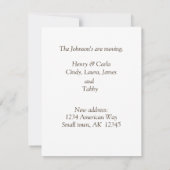 花箱に入った猫の新しい住所アナウンスメントカード ノートカード (裏面)