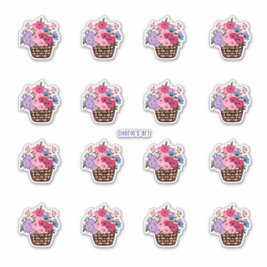 花籠そうかわいらし シール (正面)