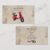 花籠で水彩模様の赤 名刺 (正面/裏面)