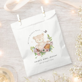 花籠に可愛いテディベアピンクの赤ちゃんシャワー フェイバーバッグ