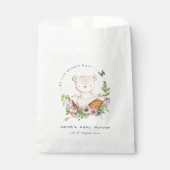 花籠に可愛いテディベアピンクの赤ちゃんシャワー フェイバーバッグ (正面)