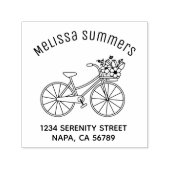花籠のアーチ形住所を持つ自転車 セルフインキングスタンプ (デザイン)