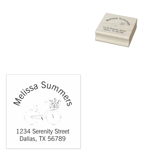 花籠のアーチ形住所を持つ自転車 ラバースタンプ (押印)