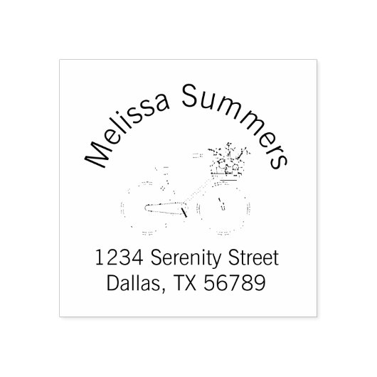 花籠のアーチ形住所を持つ自転車 ラバースタンプ (インプリント)