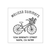 花籠のアーチ形住所を持つ自転車 ラバースタンプ (インプリント)