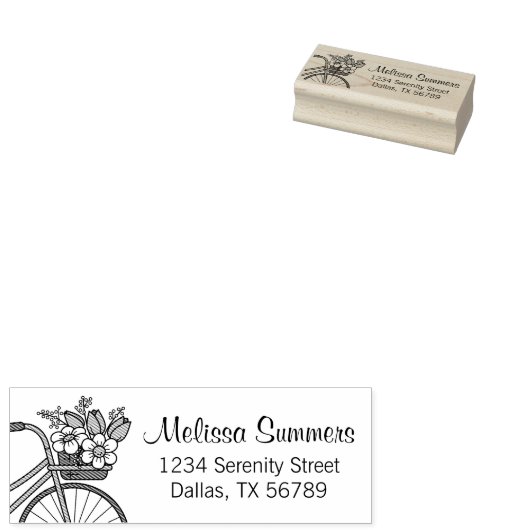 花籠の住所を持つ自転車 ラバースタンプ (押印)