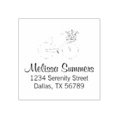 花籠の住所付き自転車 ラバースタンプ (インプリント)