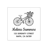 花籠の住所付き自転車 ラバースタンプ (インプリント)
