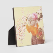 花籠付き歌猫 フォトプラーク (正面)