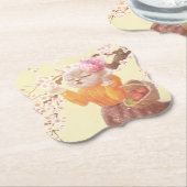 花籠付き歌猫 ペーパーコースター (アングル)