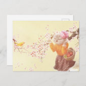 花籠付き歌猫 案内ポストカード (正面/裏面)