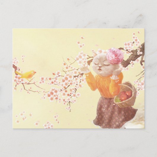 花籠付き歌猫 案内ポストカード (正面)