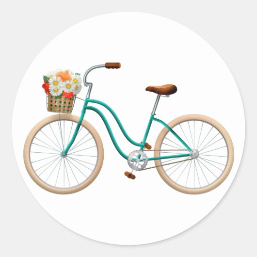 花籠付き自転車 ラウンドシール (正面)