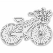 花籠付き自転車、名前をカスタムする シール (正面)