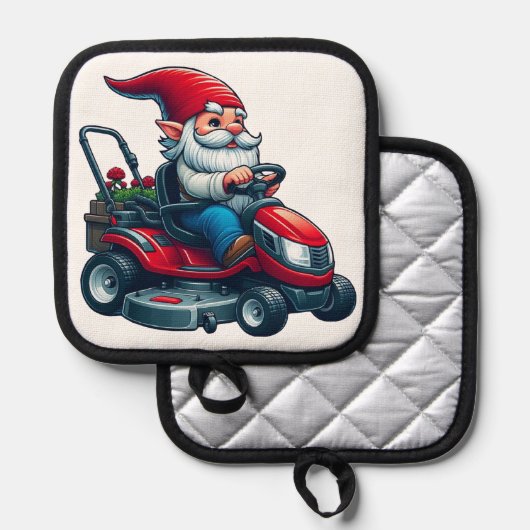 花籠付き芝刈機の乗用格言 鍋敷き (正面/裏面)