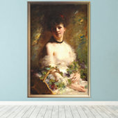 花籠付き若い女性 キャンバスプリント (インサイチュ (ウッドフロア))